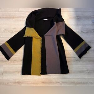 Bryn Walker Wool Long Sweater Cardigan Women Small Black Gray Green